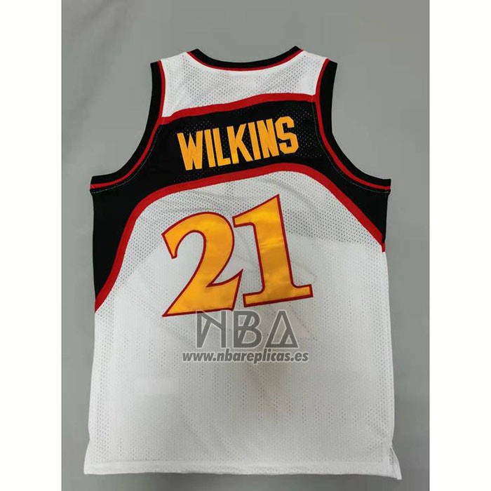 Camiseta Atlanta Hawks Dominique Wilkins NO 21 Mitchell & Ness 1986-87 Blanco